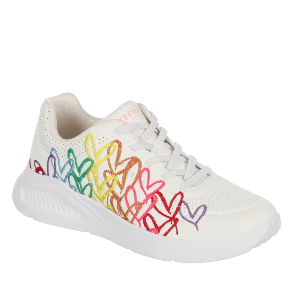 Skechers Street Uno Shinin' Hearts Women's Sneaker - White/Multicolor - Picture 3 of 5